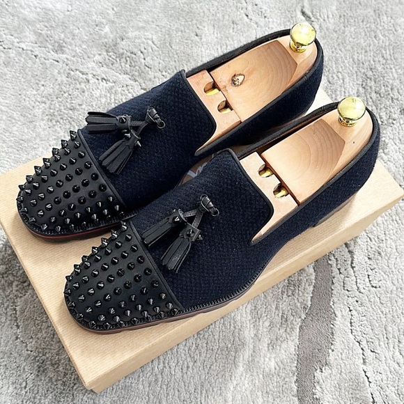Men\'s Black Studded Loafers main image 4